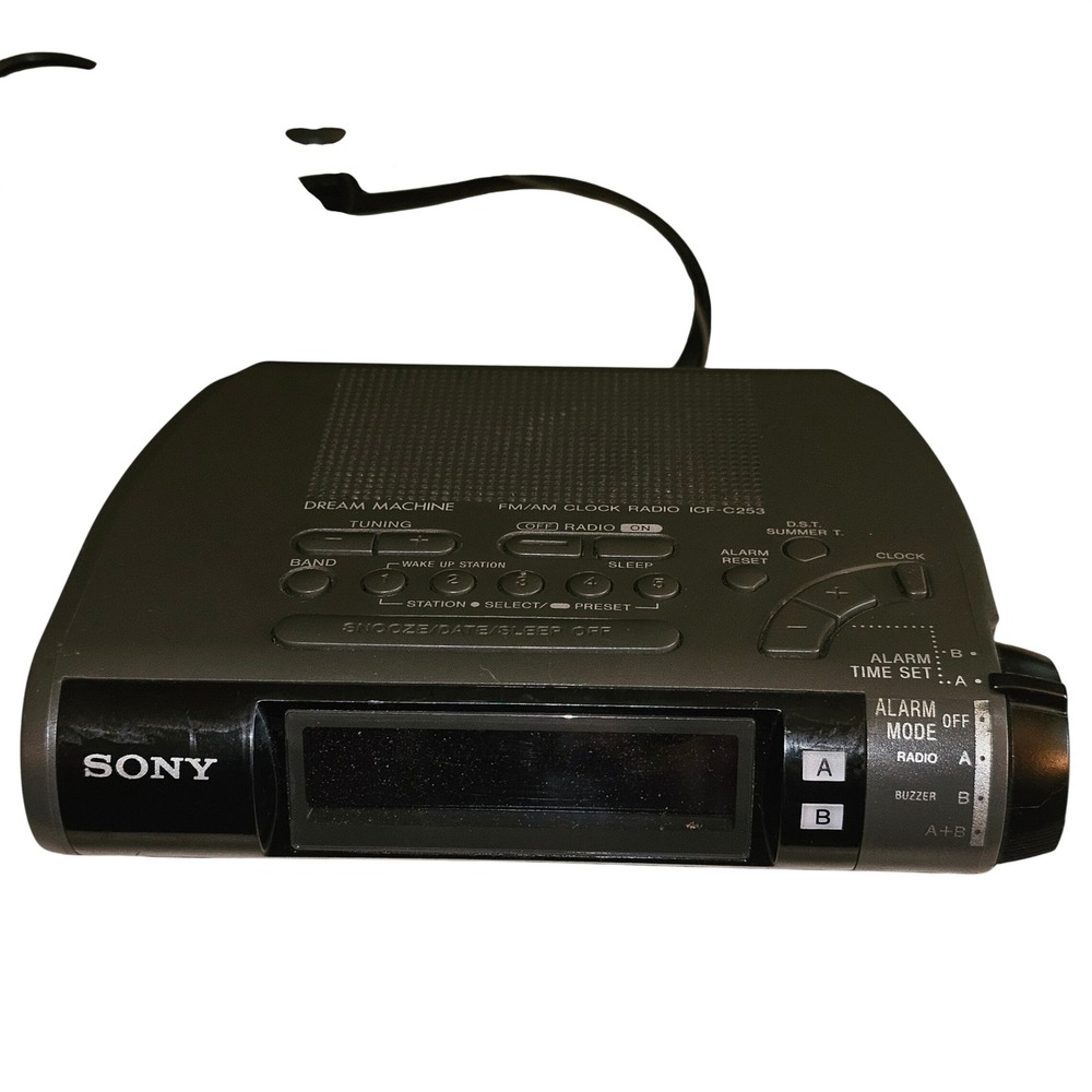 Sony Dream Machine ICF-C253 Dual Alarm FM AM Clock Radio Grey Digital Vintage‎